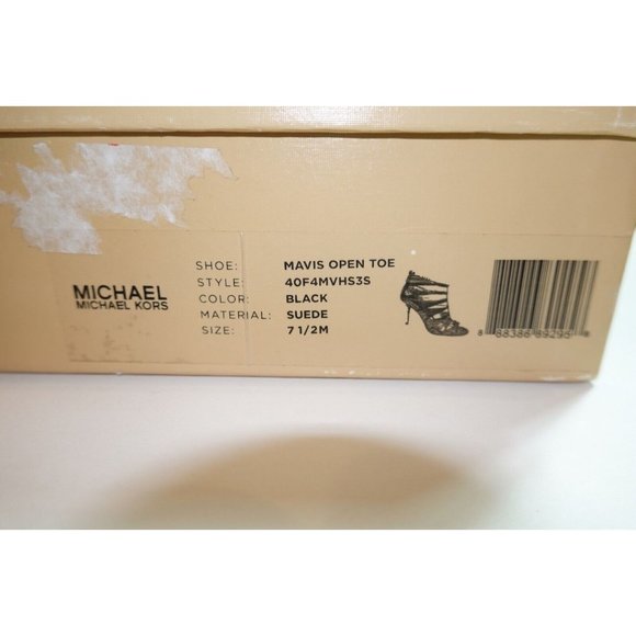 Michael Kors Mavis Open Toe Suede Stilettos Black with Crystals size 7.5 - Picture 6 of 8